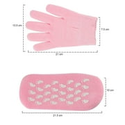 Pinkiou Gel Gloves Gel Socks Hand Gloves Foot Care Socks Exfoliating Heel Care Moisturizing (Cherry Color, Gloves + Socks)