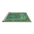 thumbnail image 2 of Ahgly Company Machine Washable Indoor Round Persian Turquoise Blue Traditional Area Rugs, 5' Round, 2 of 4