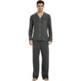 thumbnail image 6 of U2SKIIN Mens Cotton Pajama Set, Soft Lightweight Long Sleeve Button Up Sleepwear,(Dark Grey Mel.2XL), 6 of 6