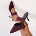 thumbnail image 4 of Xucatan Women's Knit Pointed Toe Mules, Elastic Strap Slip On Heels, Cushioned Comfortable High Heel Shoes for Office Daily Spring Gift, 4 of 9