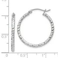 thumbnail image 2 of White Sterling Silver Earring Hoop Women'S 25 mm Rhodium Plated Diamond-Cut 2X25Mm Earrings, 2 of 2