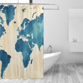 thumbnail image 2 of FREEAMG World Map Shower Curtain with Hooks, Waterproof Washable Fabric Shower Curtain for Bathroom Bathtub Decor, 60"x 72", 2 of 6