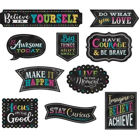 UPC: 0088231978817 | Clingy Thingies Chalkboard Brights Positive Sayings Accents by Teacher Created Resources