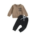 thumbnail image 1 of Infant Toddler Baby Boys Fall Clothes Loved By Mama Long Sleeve Pullovers and Drawstring Pants 2PCS Outfits Sets, 1 of 9