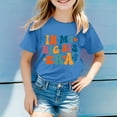 thumbnail image 2 of Toddler Girl Shirt Cartoon Letter Print Short Sleeve T-Shirt Soft Round Neck T-Shirts Infant To Big Kid Blue,2-3 Years, 2 of 4