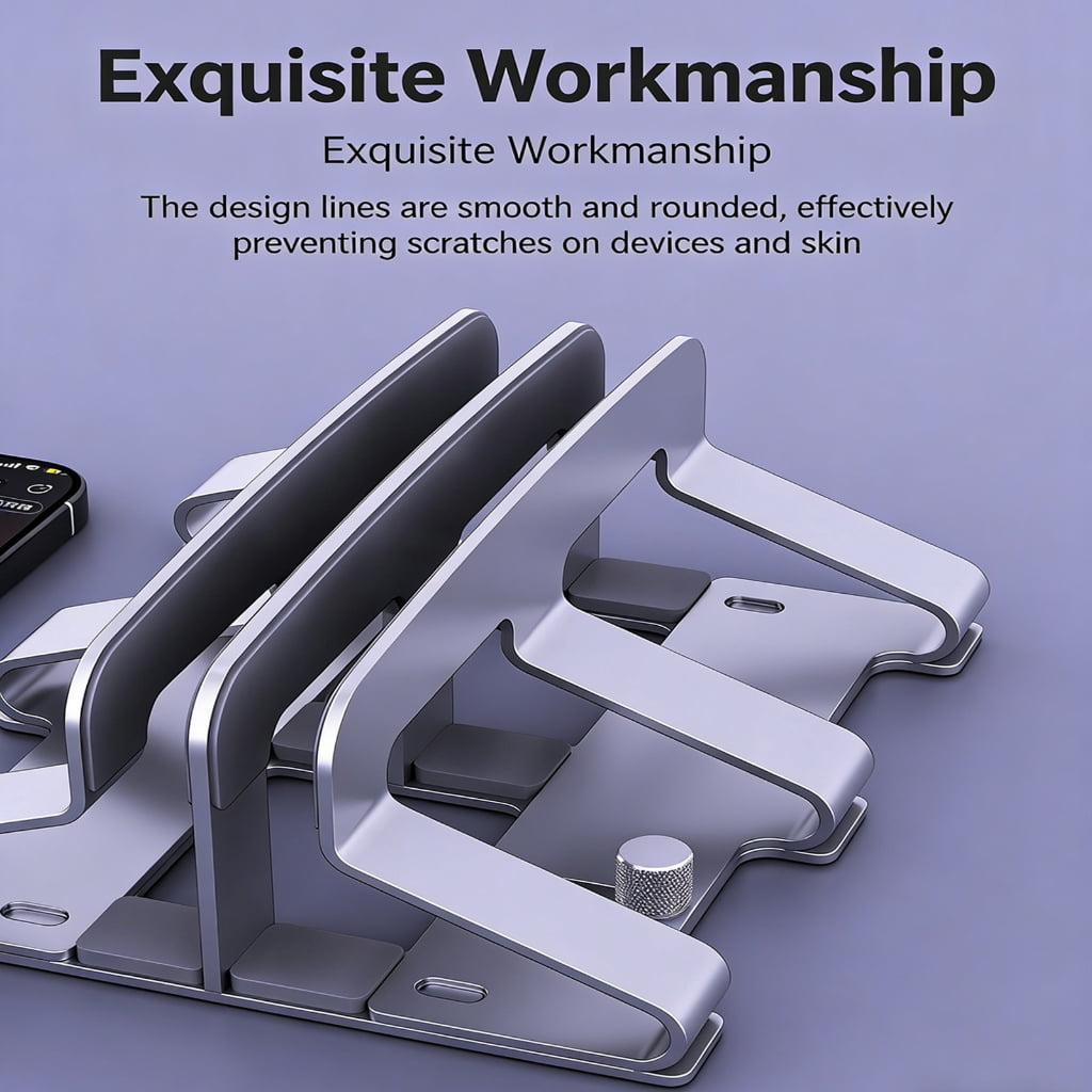 Vertical Laptop Stand 2 Slot Desktop Stand Holder Adjustable Dock Space Saving for Desk Notebook