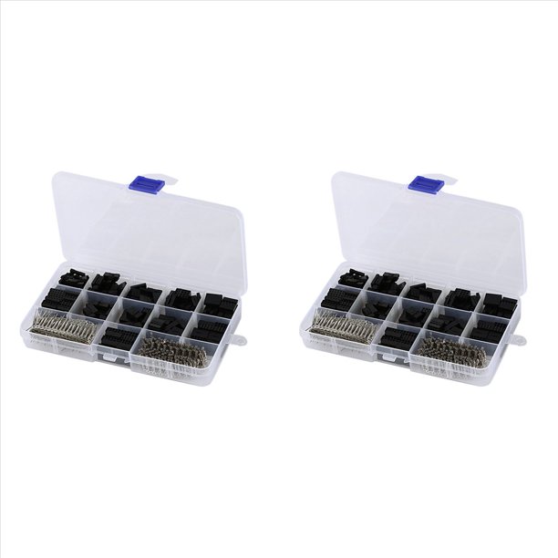 1240 Piezas Conector 2.54Mm,Kit de Alojamiento de Cabecera de Cable de Puente de Cable ,Pasadores de Crimpado Macho + Alfiler Hembra Conector de Terminal