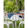 thumbnail image 3 of Outdoor Tablecloth with Umbrella Hole for Patio/Picnic/Party/Camping, Thin Blue Red Striped Waterproof Table Cloth Round Cover Washable, Patriotic Gnomes 4th of July Truck (Dia 54"), 3 of 9