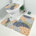 thumbnail image 2 of Blue Floral and Petal Pattern Bathroom Rugs Sets 3 Piece,Toilet Cover Set,Absorbent Non Slip Bathroom Mats Sets with U-Shaped Contour Rug Toilet Rug Set, 2 of 5