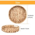 thumbnail image 3 of Coffee Table Tray, Round Serving Tray for Living Room, Wicker Serving Trays with Built-in Handles for Home and Kitchen Decorative Natural (Large 14.6 inch x 3 inch), 3 of 9