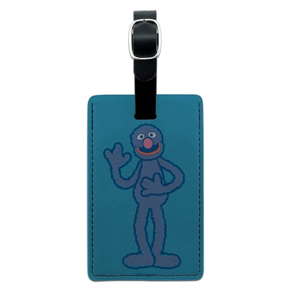 Sesame Street Grover Distressed Rectangle Leather Luggage Card Suitcase Carry-On ID Tag