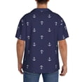 thumbnail image 3 of Balery Anchor Heart Blue Camisa Casual de Manga Corta con Botones para Hombre, Texturizada, Estilo Cubano, para Playa, Verano-Medium, 3 of 5