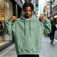 thumbnail image 2 of Domuza Fleece Hooded Sweatshirt for Men Casual Long Sleeve Hoodies Pullover Fashion Drawstring Hoodie with Kanga Pocket Mint Green 3XL, 2 of 7