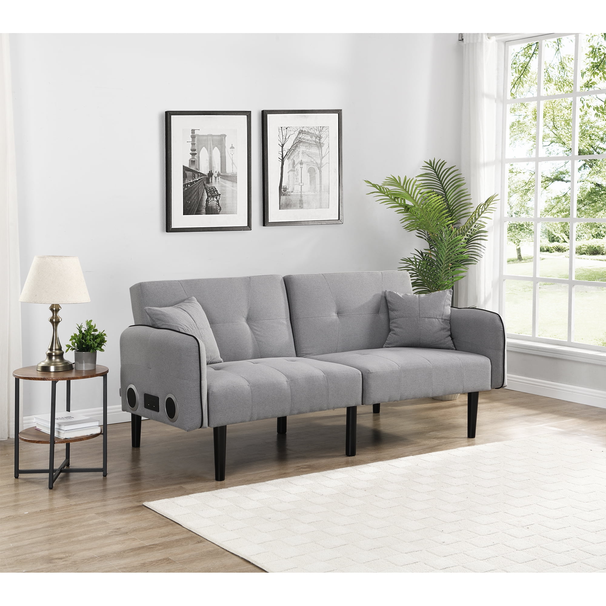 Folding Ottoman Sofa Bed With Stereo(Gray)