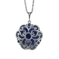 thumbnail image 2 of Galaxy Gold 14K White Gold Checkerboard Cut Round Dyed Sapphire Pendant Necklace - September Birthstone - Truth & Nobility - 16" to 24" - Fine Jewelry for Women, 2 of 4