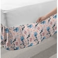 thumbnail image 2 of Floral Bed Skirt, Flowers and Motifs on a Blush Tone Background, Elastic Bedskirt Dust Ruffle Wrap Around for Bedding Decor, 4 Sizes, Blush Blue Grey, by Ambesonne, 2 of 2