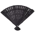 thumbnail image 4 of 2pcs 8 Inch Chinese Japanese Folding Fan Original Wooden Hand Flower Bamboo Pocket Fan-Black, 4 of 6