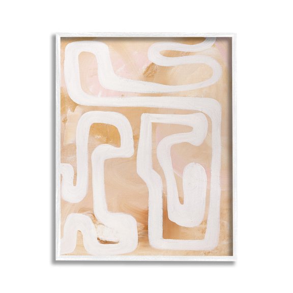 Stupell Industries Muted Abstract Squiggle Abstract Painting White Framed Art Print Wall Art, 16 x 20