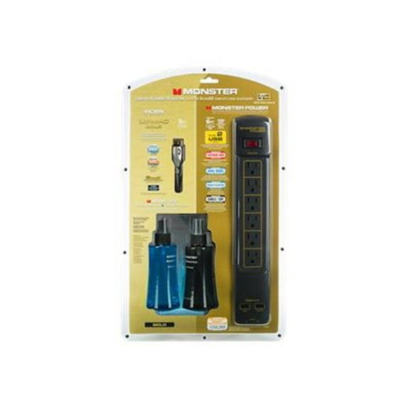 Monster Gold Home Theater Kit with Gold PowerCenter, 9' Gold HDMI Cable, and Screen Cleaners