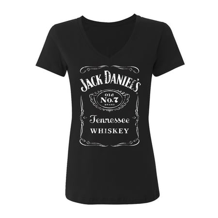 Jack Daniels Womens Short Sleeves VNeck Tee, Black -