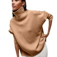 thumbnail image 4 of Suéter de manga larga de moda de otoño e invierno, suéter ligero y cómodo de cuello redondo, suéter de punto de color sólido para mujer, 4 of 5