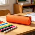 thumbnail image 5 of Lksixu Small Pencil Case, Solid Color Pencil Pouch with Smooth Zipper, Simple Stationery Organizer, Compact Pen Holder Portable Travel Cosmetic Makeup Bag, Orange, 5 of 9