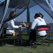 KingCamp Folding Camp Chair Heavy Duty Director Chair with Side Table Cup Holder, Black
