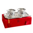 thumbnail image 1 of Silver Plated Set Of 2 Designer Bowl 2 Spoon 1 Tray Comes With Gift Pack - 200ml Each, Silver, Service For 2 | Dry Fruits Gift Item Decorative Tableware, Diwali Gift Set, 1 of 5