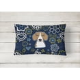 thumbnail image 2 of Caroline's Treasures BB5090PW1216 Blue Flowers Beagle Canvas Fabric Decorative Pillow , 12H x16W, multicolor, 2 of 3