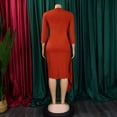 thumbnail image 5 of AURA Plus Size Summer Office Pencil Midi Dress Three Quarter Sleeve Pleated Professional African Elegant Work Dress, 5 of 10