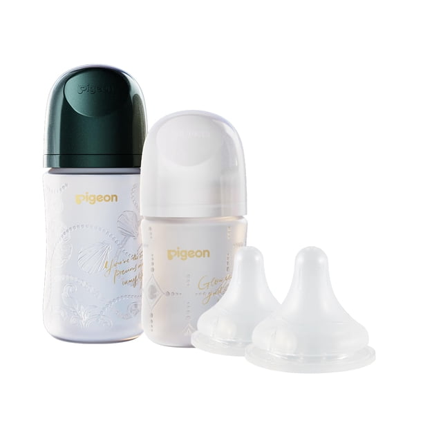 Set de Biberones para Bebé PIGEON de Vidrio con Recubrimiento de Silicona 160 ml 240 ml