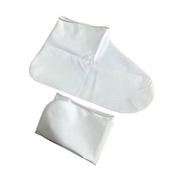 Qarigey Cubrezapatos de látex impermeables, reutilizables, antideslizantes, de goma gruesa, para ciclismo, Unisex, pie, suela blanda, manga Accesorios de calzado Blanco METRO