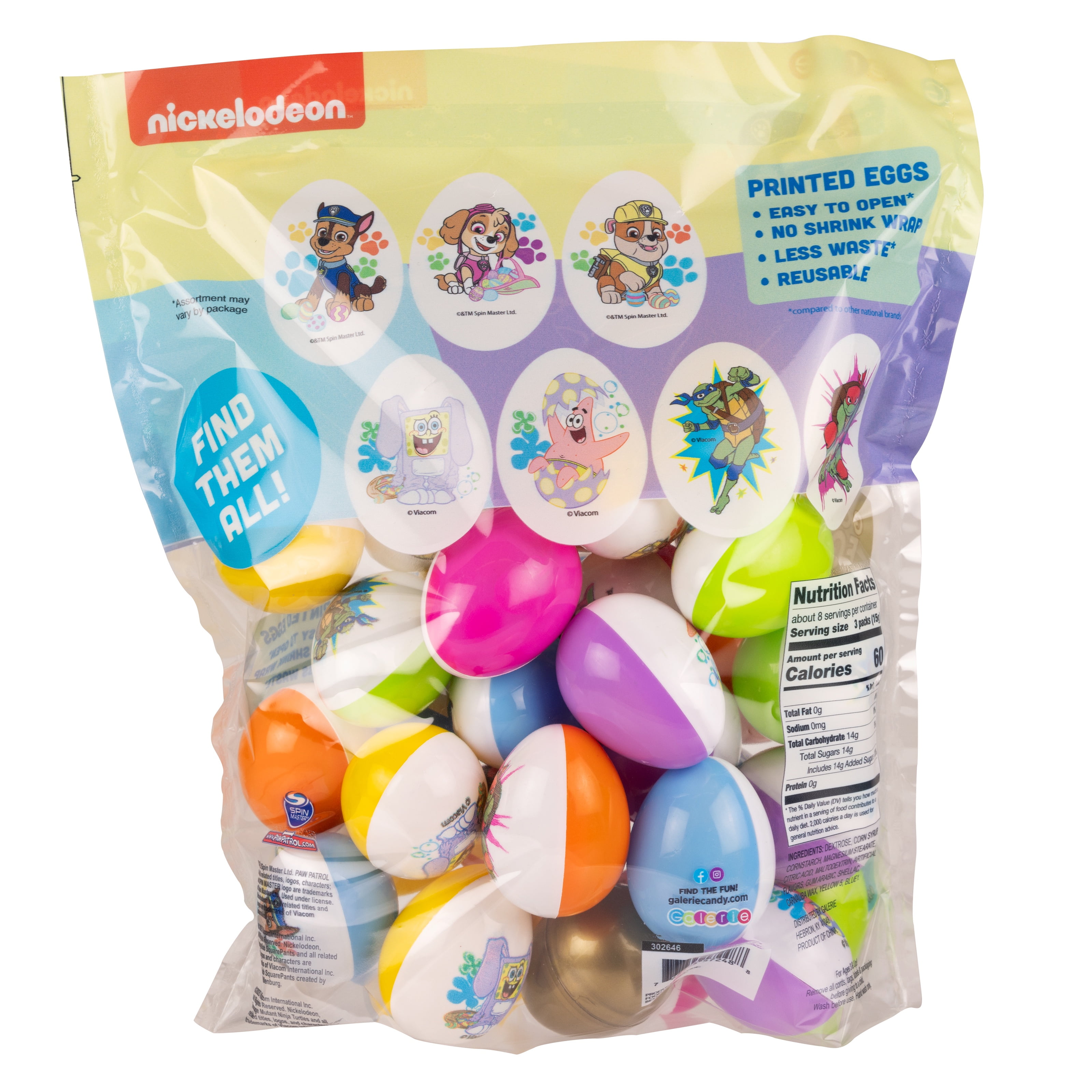 Nickelodeon Mix 36 Count Egg Hunt Bag with Candy and Stickers, 4.27 oz