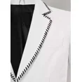 thumbnail image 2 of Abez Premium Style Men's White Two Button With Black Border Soft Genuine Lambskin Leather Blazer Party Wear Coat, 2 of 2
