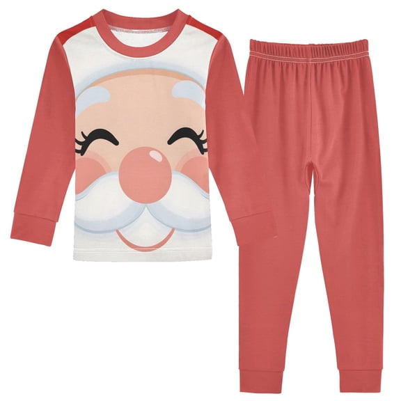 joogoo Santa Claus Face 2 Piece Long Sleeve Tee and Pants Cotton Pajama Set 4T