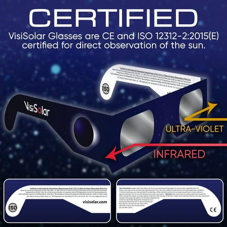 VisiSolar Solar Eclipse Glasses Made in USA (Pack of 2) CE ISO Certified NASA Approved Glasses