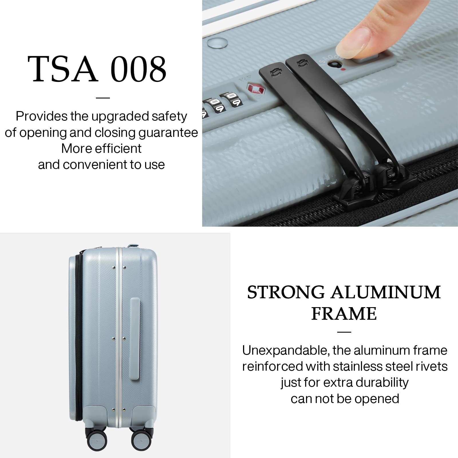 20222426 Inch Travel Suitcase Front Open Cover Multifunctional