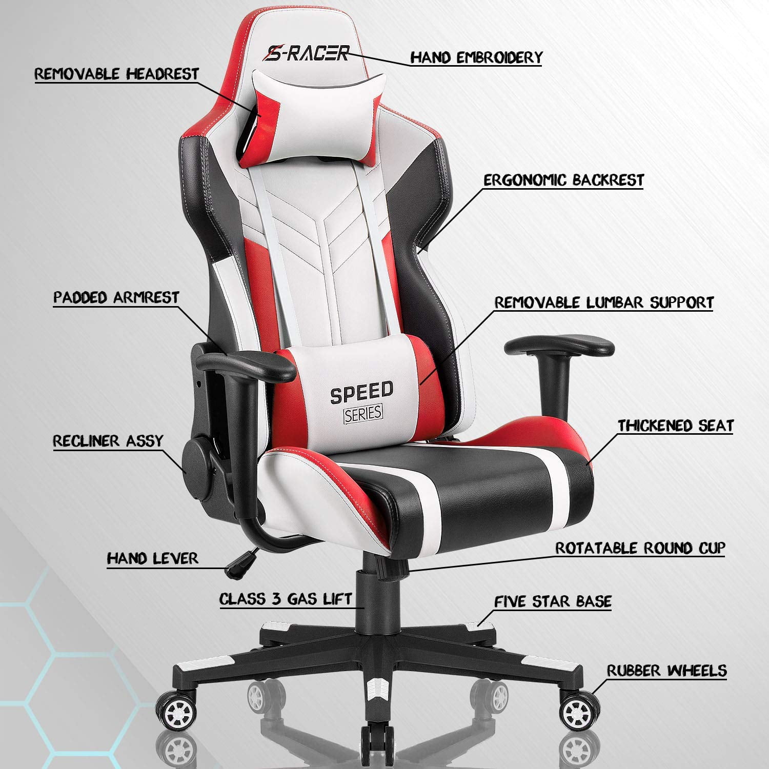 Homall Gaming Chair Sracer Chair Ergonomic High Back Computer Office Chair PU Leather Racing Chair PC Adjustable Swivel Task Chair