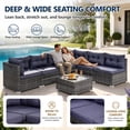 thumbnail image 3 of Patio Outdoor Furniture Sets, 7 Pieces All-Weather Rattan Sectional Sofa with Tea Table & Cushions, PE Rattan Wicker Sofa Couch Conversation Set for Garden Backyard Poolside, 3 of 8
