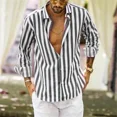 thumbnail image 1 of Nueva camisa estampada a rayas de color sólido de manga larga para hombre, blusa clásica de moda hawaiana para hombre, materiales cómodos y suaves, 1 of 6