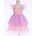 thumbnail image 2 of IBTOM CASTLE Toddler Baby Girls Shiny Butterfly Tutu Dress Princess Birthday Party Pageant Flower Girl Wedding Tulle Dresses 2-6T Purple, 2 of 7