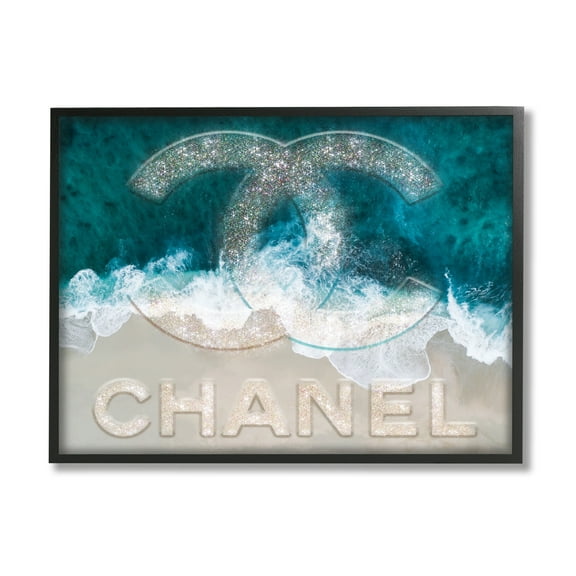 Stupell Industries Beach Waves Crashing Shoreline Glam Fashion Detail Graphic Art Black Framed Art Print Wall Art, Design by Ziwei Li