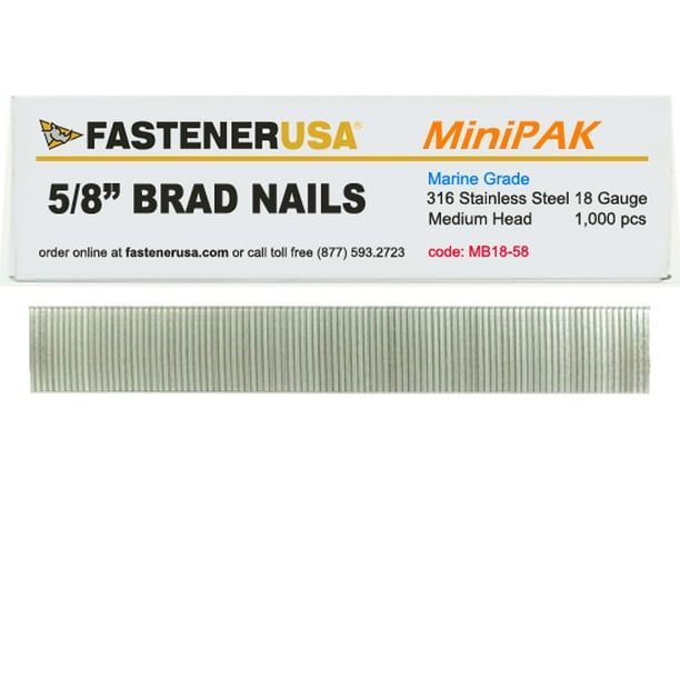 5/8" BRAD NAILS 18 GAUGE 316 STAINLESS 1M MiniPak