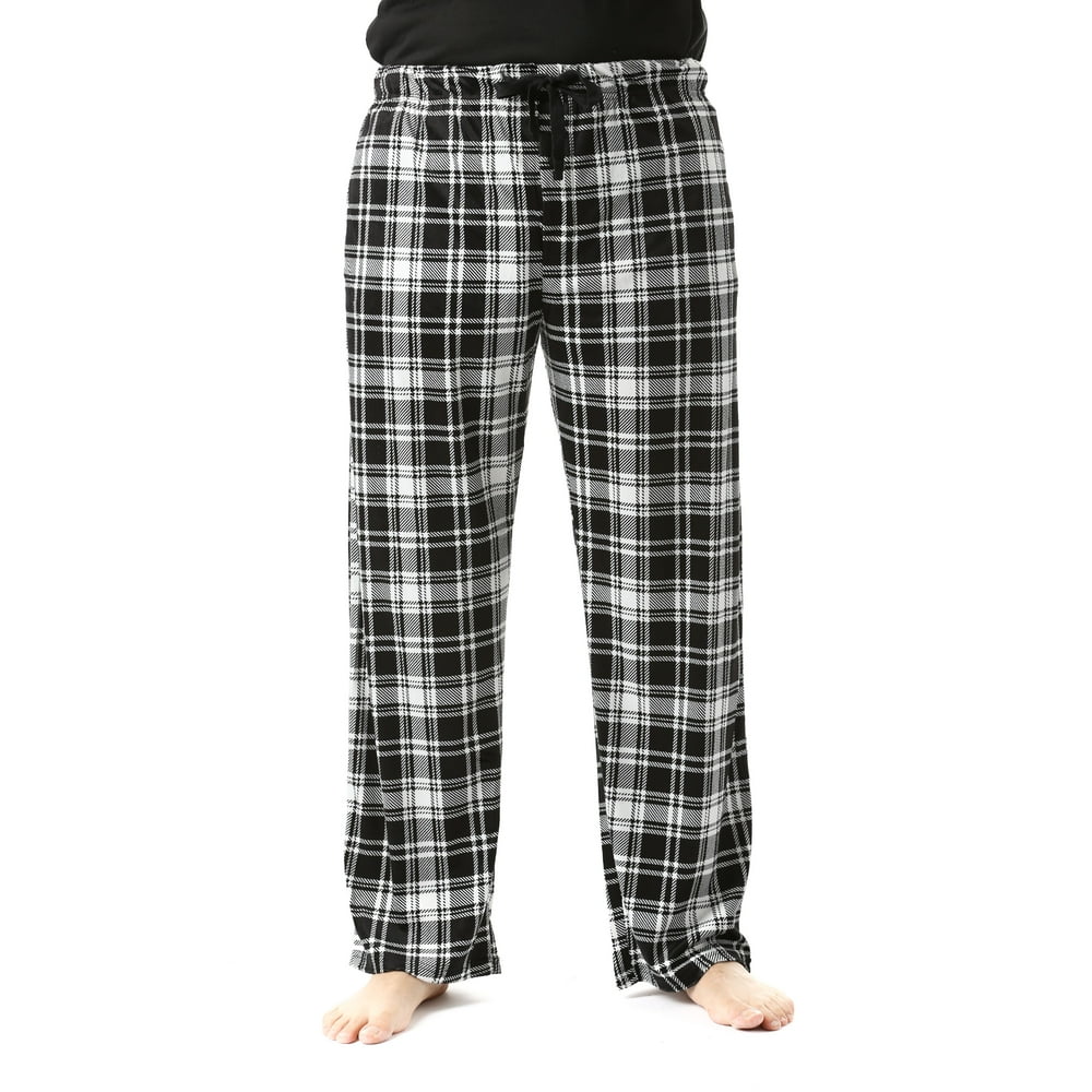 Followme Silky Fleece Ultra Soft Plaid Pajama Pants (Black & White