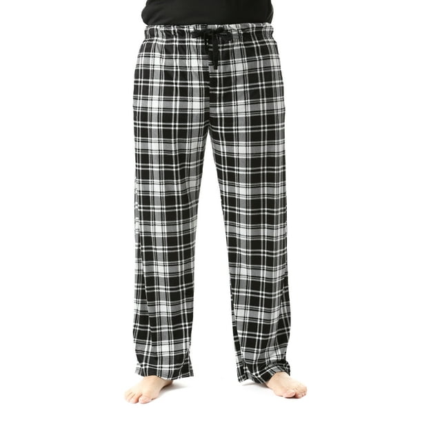 Followme - Silky Fleece Ultra Soft Plaid Pajama Pants (Black & White, X ...