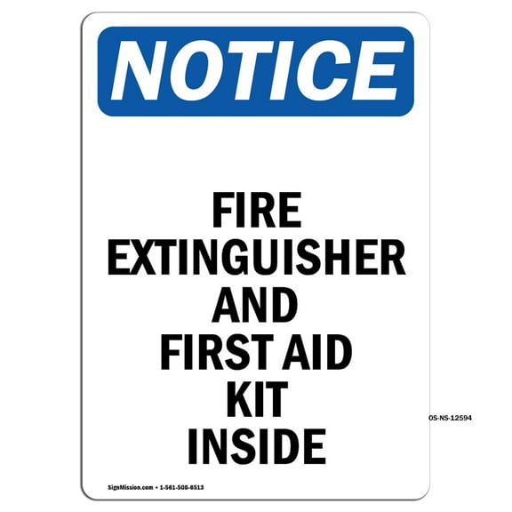 OSHA Notice Signs - Fire Extinguisher And First Aid | Decal | Protect Your Business, Construction Site, Warehouse | Made in the USA