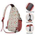 thumbnail image 3 of Sling Backpack,Green and Red Christmas Pattern Sling Bag with Water Bottle Holder,Waterproof Sling Bag for Men/Women with Headphone Jack for Hiking,Travel, 3 of 6