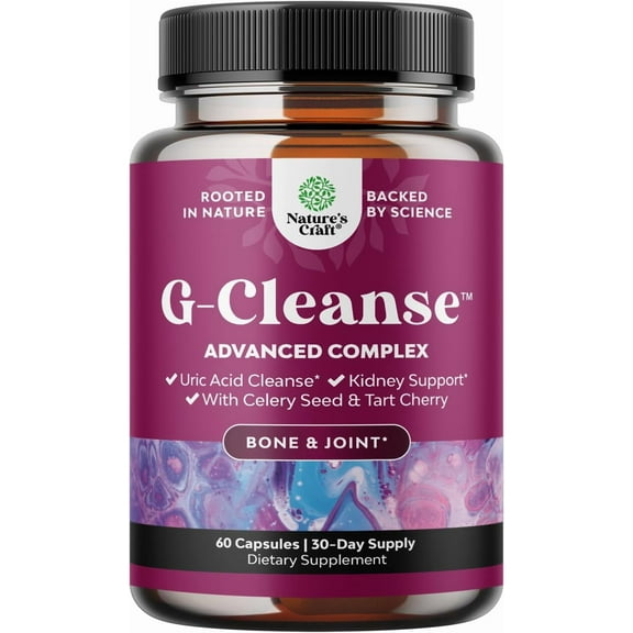 Natures Craft GCleanse Uric Acid & Kidney Support Supplement with Tart Cherry & Chanca Piedra, 60 Ct