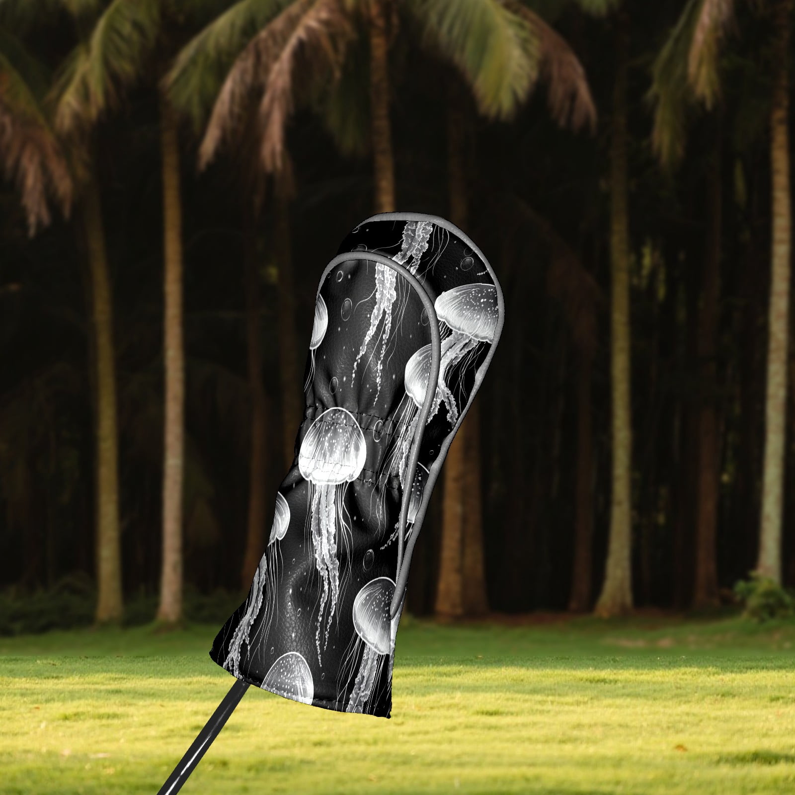 Golf Club Covers PU Leather Waterproof Head Covers for Fairway Woods Hybrids Jellyfish