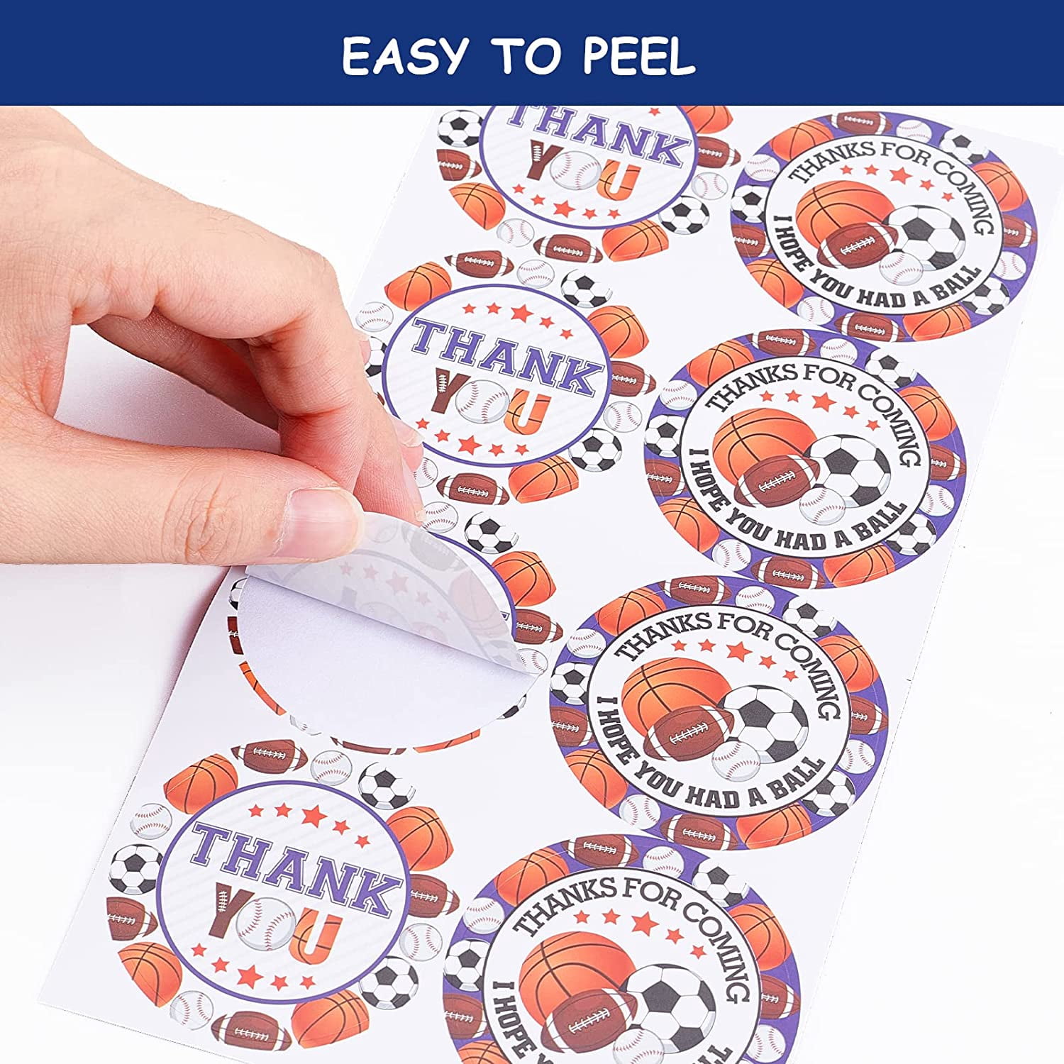 Sports Stickers All Star Thank You Circle Labels Sports Themed Birthday Party Favors 2 Inch 48 Pack